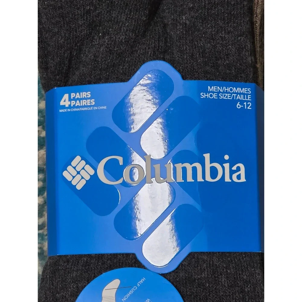 Columbia Men Crew Socks Pack Shoe Sz 6-12 Moisture Wicking‎ Arch Support (W)